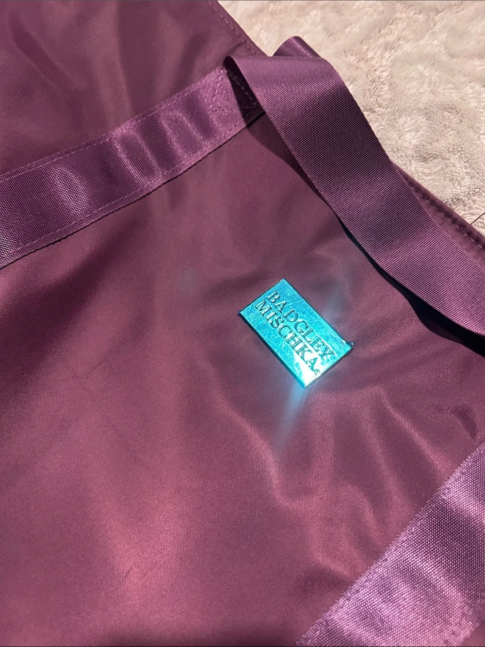 Badgley Mischka Plum Satin Tote Bag